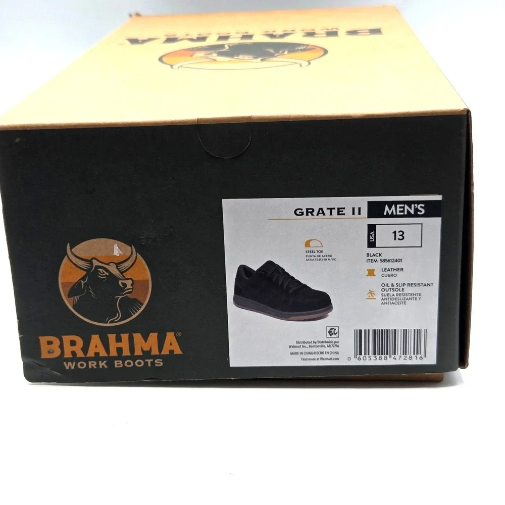 Brahma Men's 13 Black Steel Toe Work Shoes Low Top Boots‎ Slip Oil Resistant